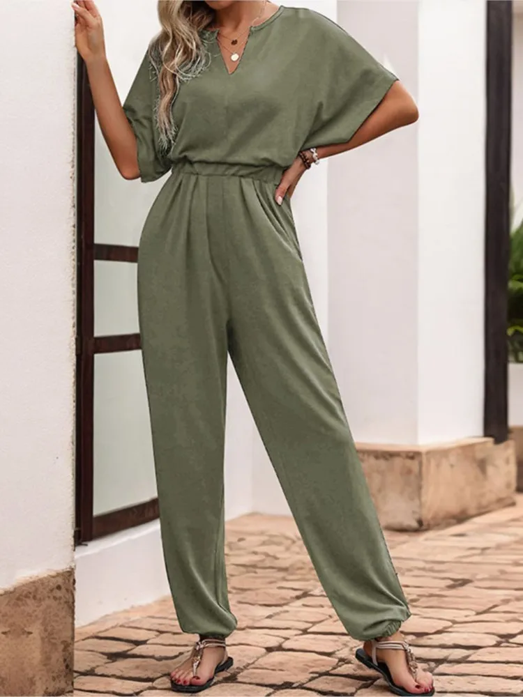 Новинка 2025 года однотонный женский комбинезон с короткими рукавами весна-лето