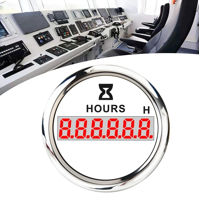 

52 мм Цифровой измеритель времени 0-99999,9 ч универсальный счетчик часов из нержавеющей стали индикатор часов с красной подсветкой с будильник...