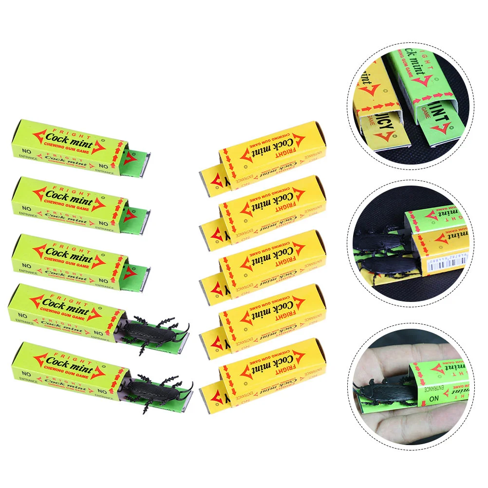 

10pcs Gag Chewing Gum Toys Cockroach Snapping Gum Packs Practical Joke Trick Gift Party Favor Supplies