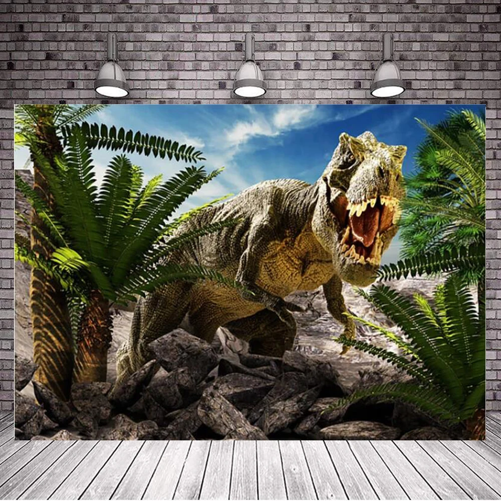 

Тема динозавра День Рождения фотография фон тропический свет Африка сафари фон Дети фотобудка студия реквизит