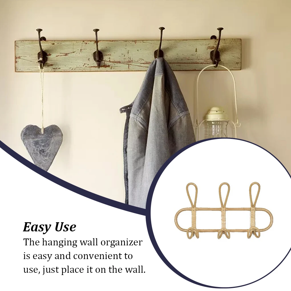 

Винтажные Ротанговые настенные крючки для детской одежды, органайзер, вешалка для шляпы, детская комната, спальня, магазин одежды, 5 крючков, 66x20cm