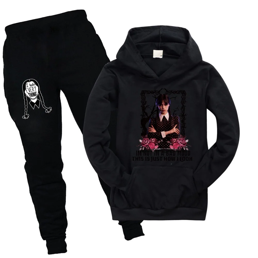 

Wednesday Kids Clothes set Hooded Casual Sweatshirts+Pants 2pcs Sets Addams Girls Hoodies Baby Boys Tracksuit Children Clothing