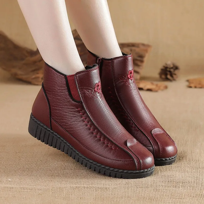 Plush Warm Mother Boots 2023 Winter Casual Walking Shoes Women Waterproof Comfort Ankle Boots for Women Zapatos Mujer Botas