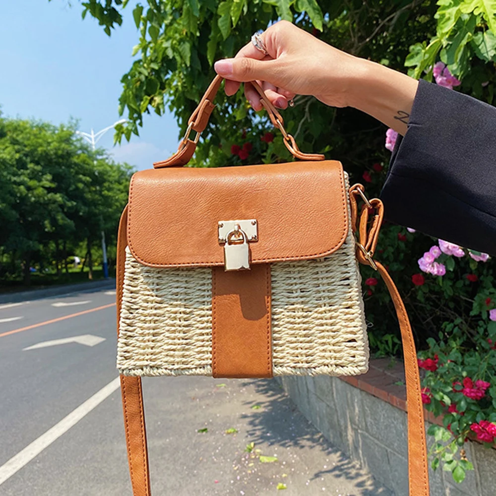 Summer Woven Bags for Women Straw Bag Boho Woven Rattan Bag Purses and Handbags Bohemian Travel Beach Shoulder Crossbody Bags
