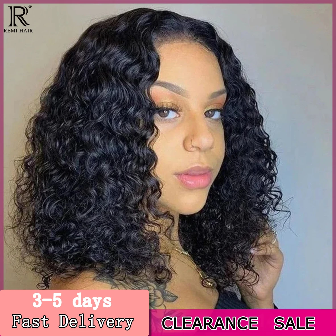 13x4 Deep Wave Frontal Wig 4x4 Closure Bob Wig Lace Front Human Hair Wigs Mongolian Remy Short Curly Bob Wigs Natural Color