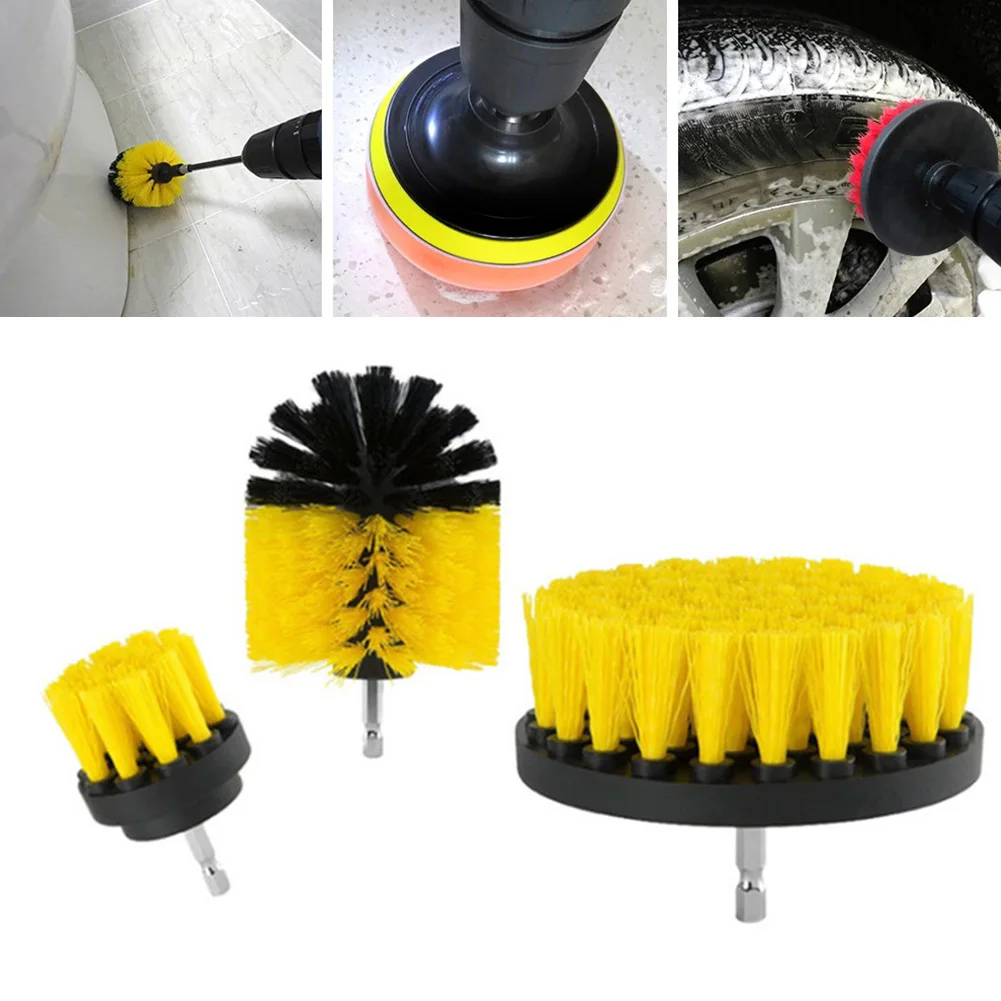 

3pcs Drill Brush Cleaner Kit Power Scrubber For Cleaning Bathroom Bathtub Cleaning Brushes Scrub Drill Car Scrubbing Clean Tool