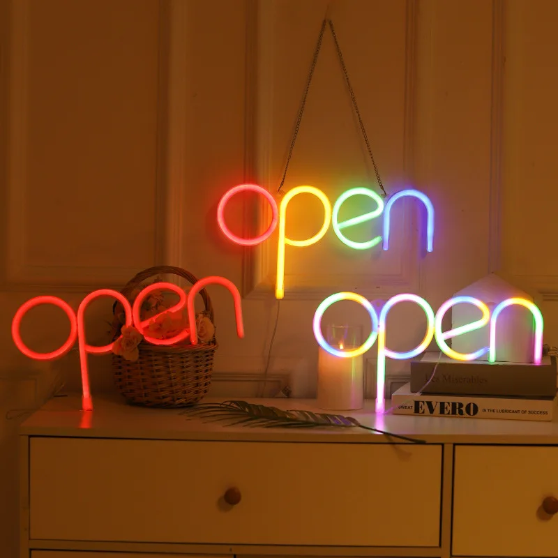 

Open Sign Neon Light LED USB & Battery Case Powered Store Shop Business Advertisement Night Lamp Wall Door Window Hanging