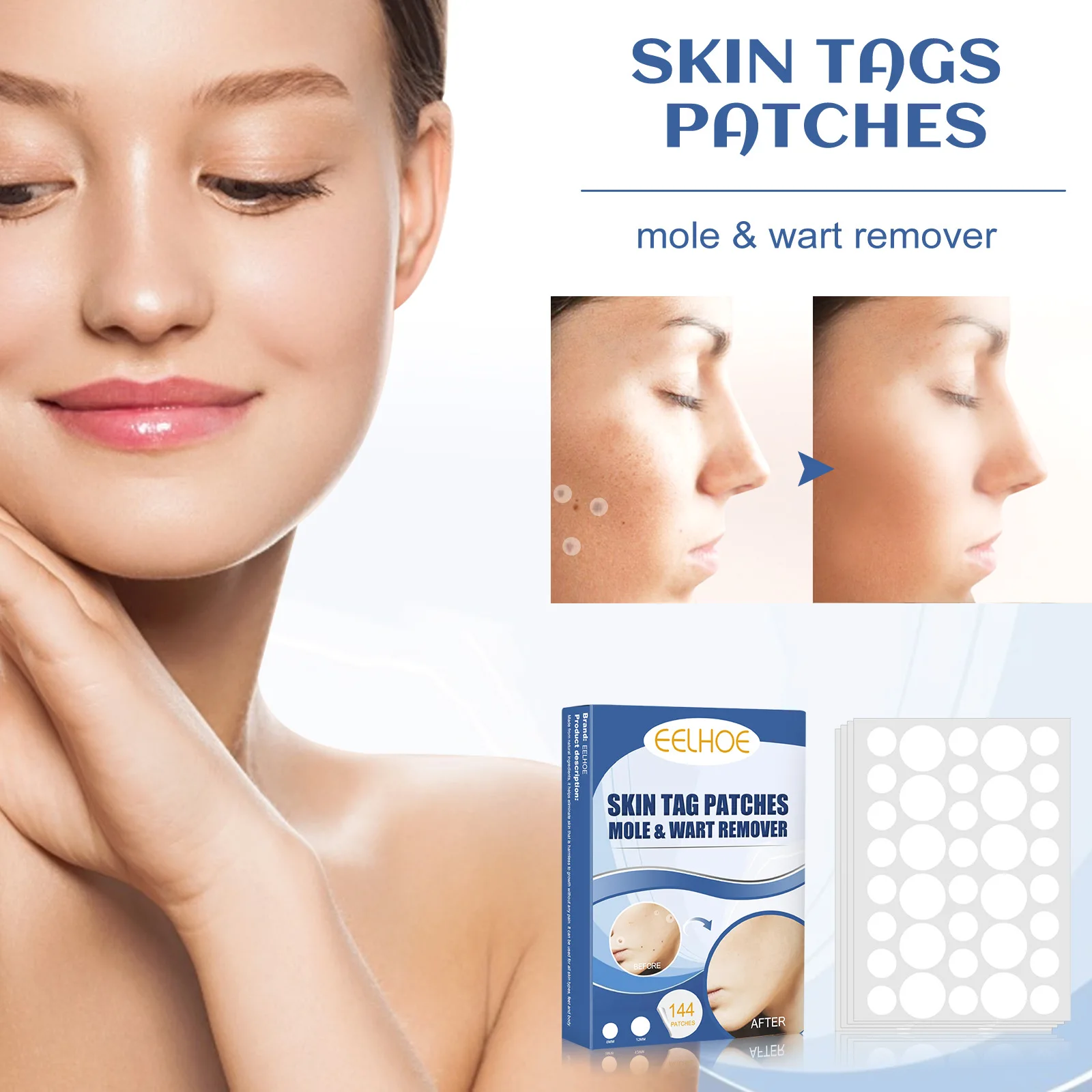 

144 Pcs Skin Tag Remover Tags Dries And Fall Away Natural Ingredients Skin Beauty Tool