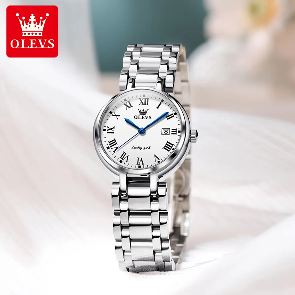 OLEVS 2023 New Silver Watch Women Watches Ladies Creative Steel Women's Bracelet Watch Female Waterproof Clock Relogio Feminino