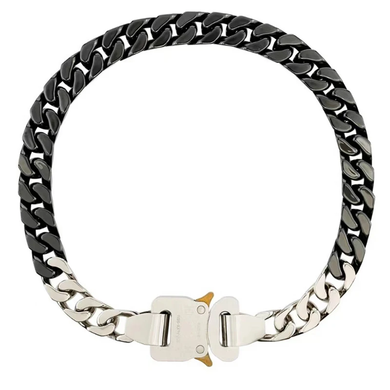 

INS Tide Brand 1017 ALYX 9SM Ceramic Stitching Titanium Steel Buckle Necklace Trendy Men's Black Cuban Chain Hip-Hop Fashion