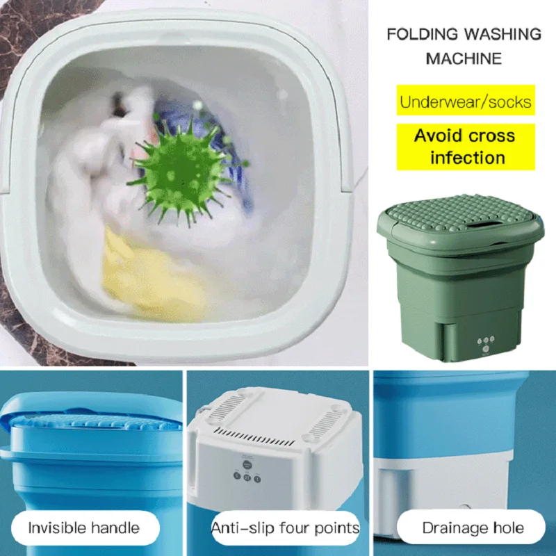 Portable Washing Machine Mini lavadora portatil Ultrasonic Electric Washer  Travel Socks Clothes Cleaner 2.8L 12W Cleaning Bucket - AliExpress