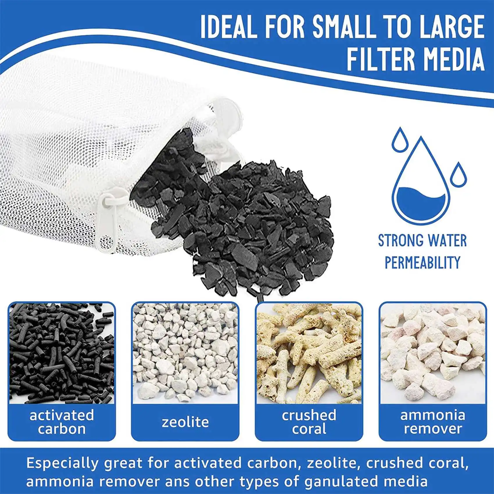 16 шт. аквариумные сетчатые фильтрующие пакеты нейлоновые с застежкой-молнией