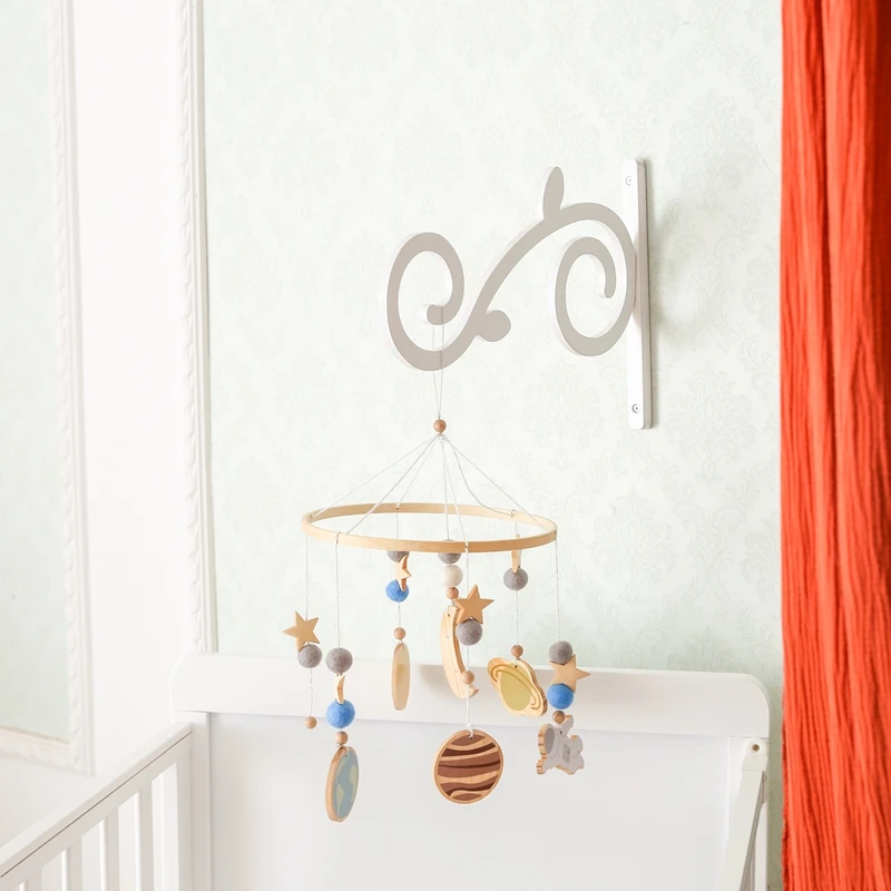 

Wooden Baby Mobile Crib Holder White Bed Bell Hanger Frame Newborn Hanging Toys Holder For Children's Crib Toy Gifts Supplies