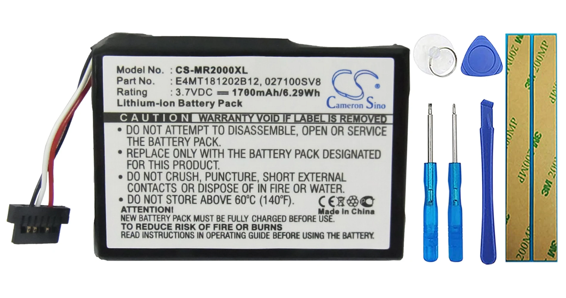 

Cameron Sino 1700mA Battery for Magellan RoadMate 2000, RoadMate 2200T, RoadMate 2250T 027100SV8, 37-00030-001, E4MT181202B12