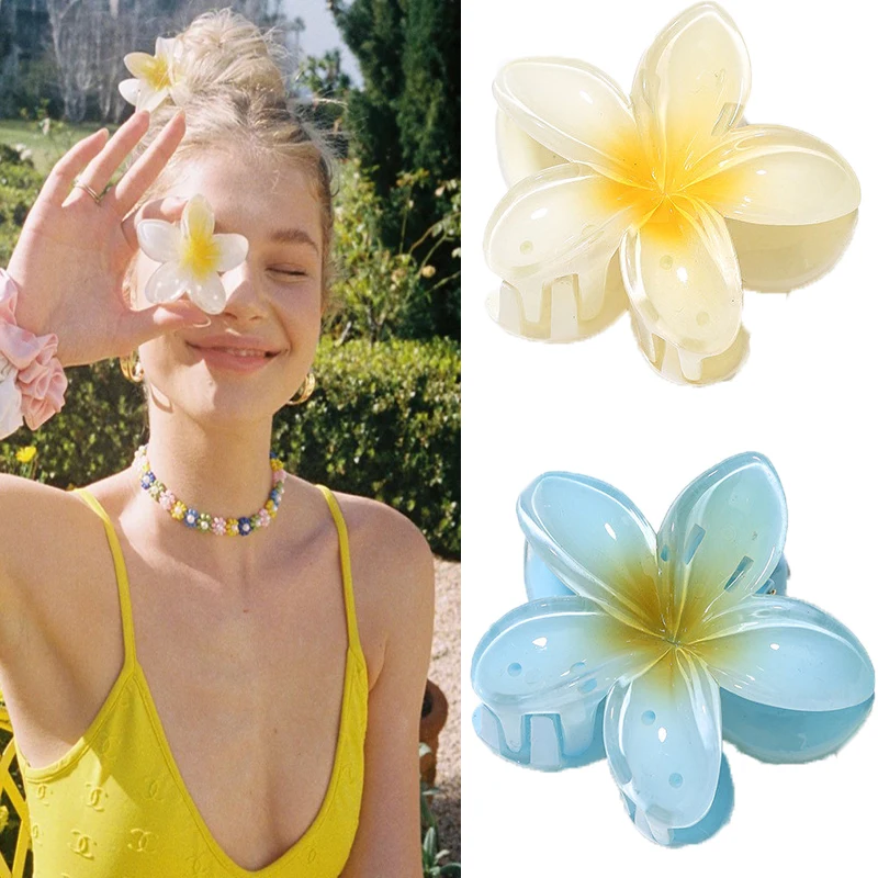 

Cute Summer Lily Gradient Multicolor Acrylic Women's Hair Claws Hairpin Exquisite Sweet Mori Horsetail Hair Grab Accessories
