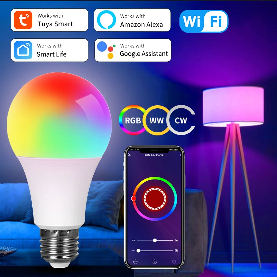 

Aamasun Светодиодная лампа Wi-Fi E27 10/15/20 Вт