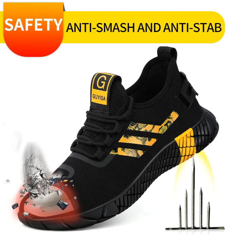 

2022 New Male Indestructible Shoes Work Sneakers Steel Toe Cap Work Safety Shoes Men Anti-smash Anti-puncture Protective Shoes
