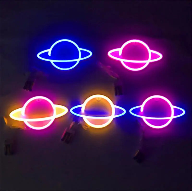 

INS Planet LED Neon Light Universe Modeling Light Wall Hanging Lights USB Or Battery Powered Bedroom Bar Party Decor Night Light