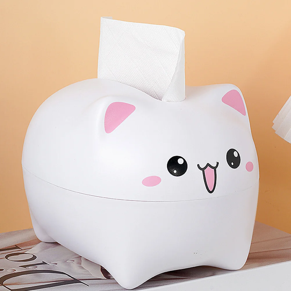 

Tissue Holder Car Wet Wipes Table Dispenser House Covering Desktop The Cat Napkin White Abs Container Decorative