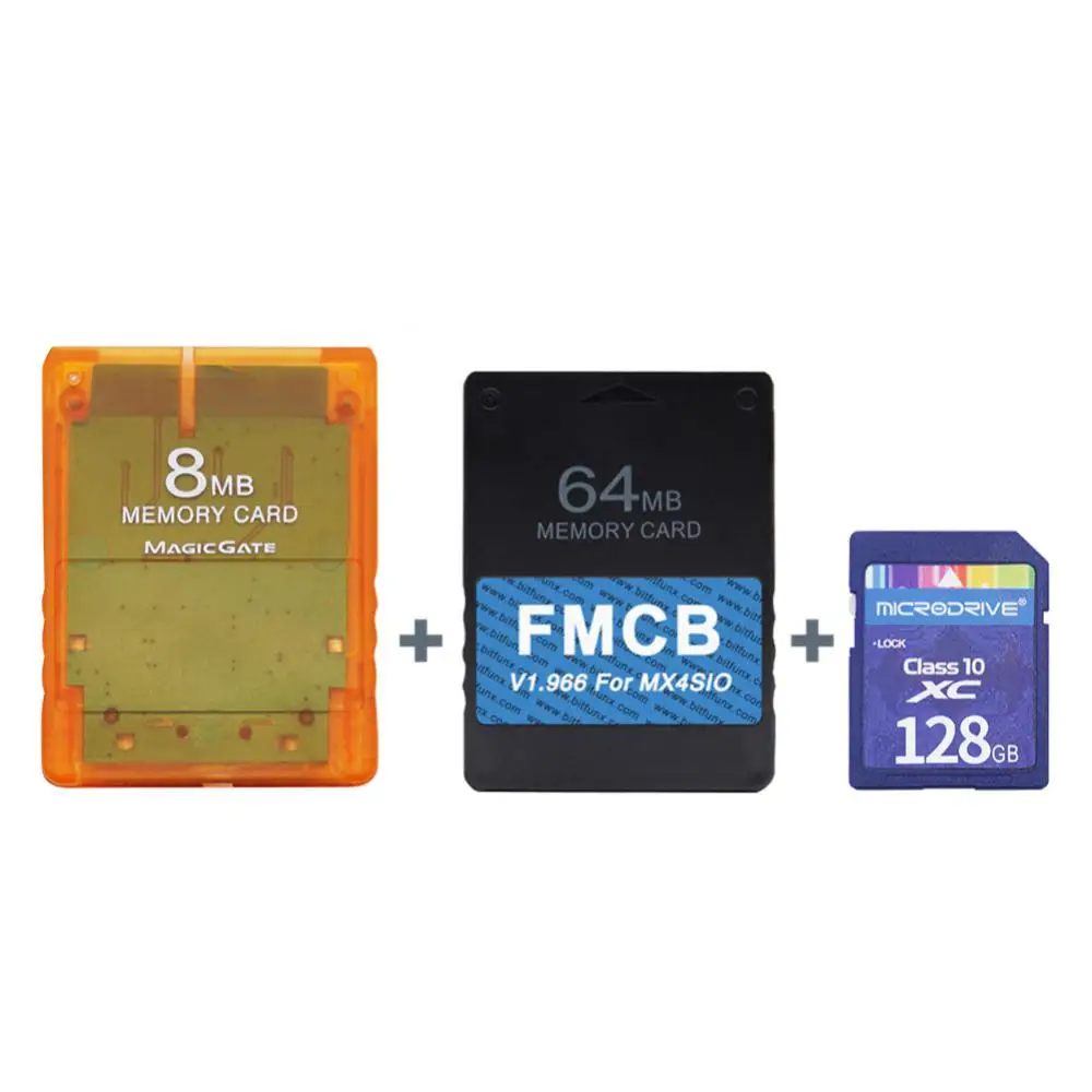 Адаптер MX4SIO SIO2SD SD/TF для игровых консолей PS2 + карт V1.966 64 Мб FMCB Combo Fat игровые