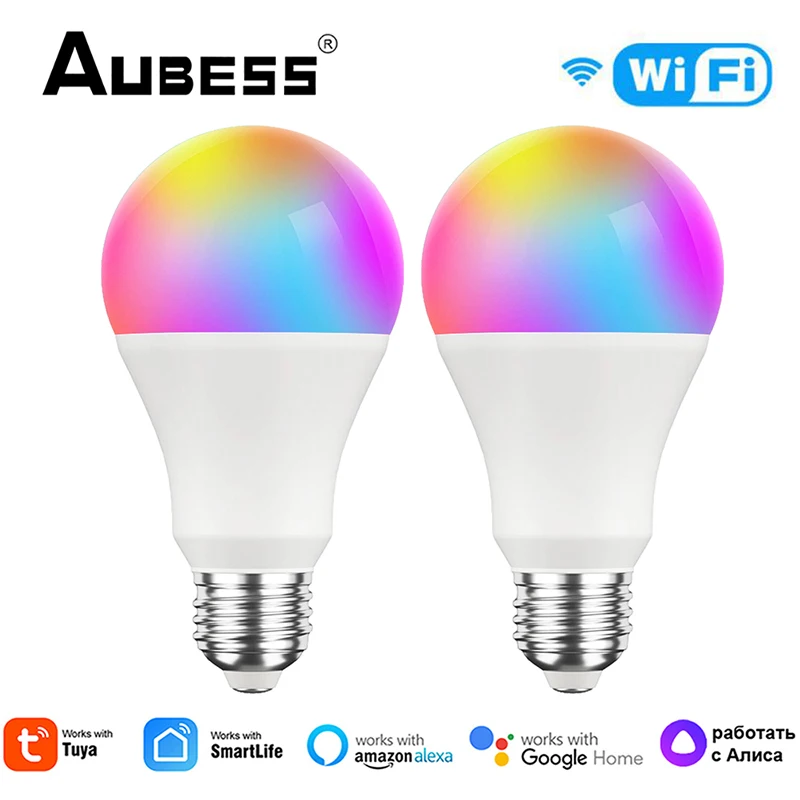 

Умная светодиодсветильник лампа с Wi-Fi, 15 Вт, E27 B22 RGBCW