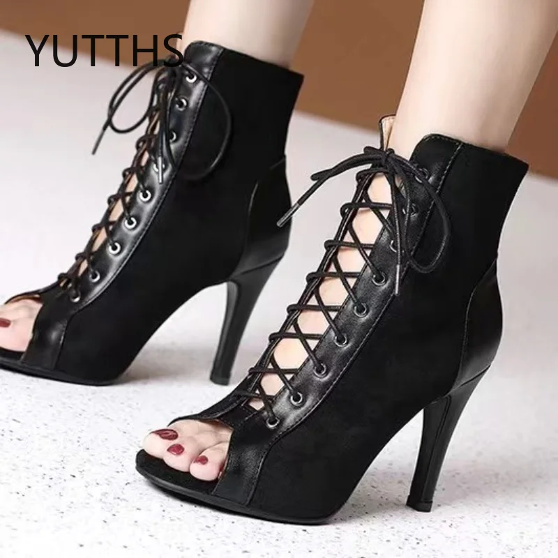 

Sandalias Mujer Dance Casual High Heels Large 43 2023 New Lace-up Peep Toe Sandals Women's Shoes Summer Thin Heels Fashion Pumps