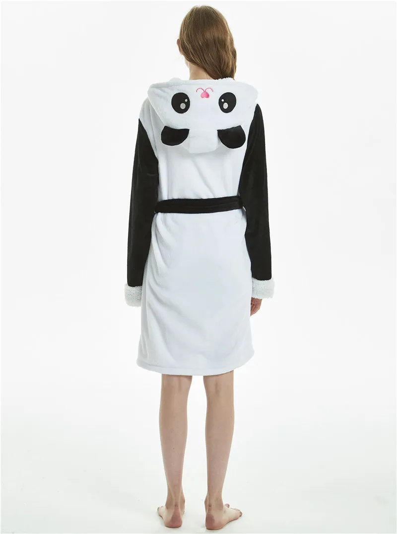 Women's Winter Thin Short Nightgown Length To Thigh Polyester Warm Comfortable Colorful Animal Pattern Leisure Wear With A Belt