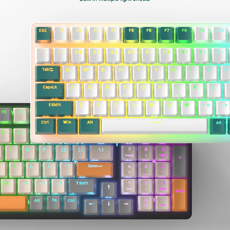 Механическая клавиатура с 100 клавишами проводная подсветкой индивидуальная для