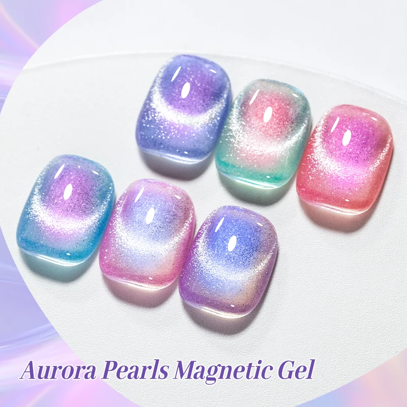 Фото MEET ACROSS 7 мл Auroras Розовый Зеленый Гель «кошачий глаз» Auroras Glitter Cat Магнитный гель-лак для ногтей Полуперманентный лак для ногтей Nail Art №4