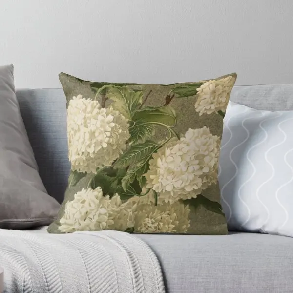 

Vintage Victorian White Hydrangea Floral Printing Throw Pillow Cover Anime Case Fashion Cushion Soft Pillows not include