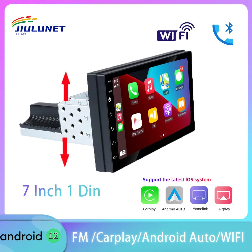 JIULUNET 1din Android 12 Radio 7 INCH Wireless Carplay Car M