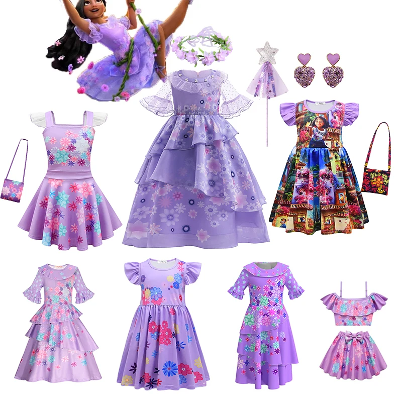

Disney Encanto Cosplay Isabella Charm Purple Clothes Girls Princess Costume Kids Fancy Dress For Carnival Halloween Party Frock