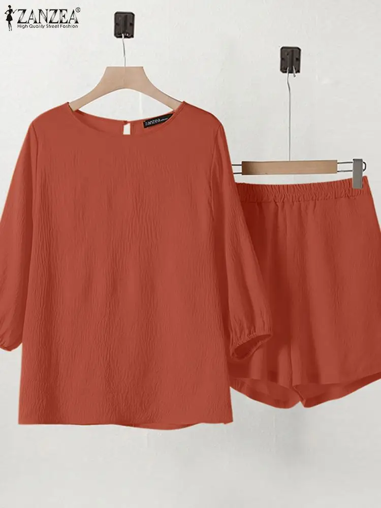 ZANZEA модные летние короткие комплекты из 2 предметов повседневные свободные