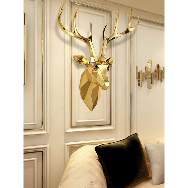 

Nordic Living Room Decorations Creative Geometry Deer Head Wall Hanging Modern Simple Hallway Simulation Animal Head Wall Pendan