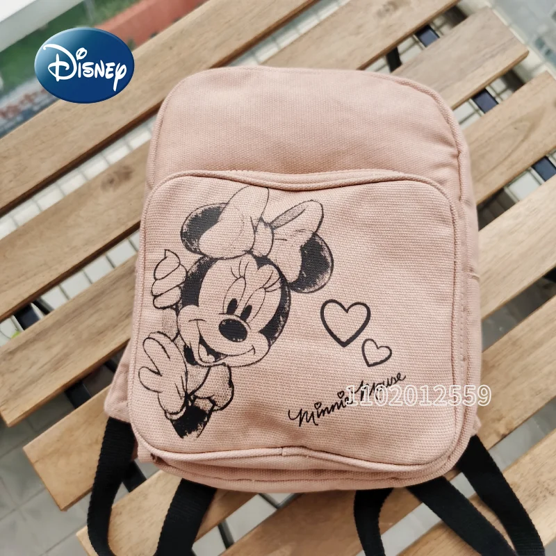 Disney Minnie New Girls' Backpack Cartoon Cute Girls' School Bag Vintage Fashion Leisure Travel Mini Backpack Large Capacity