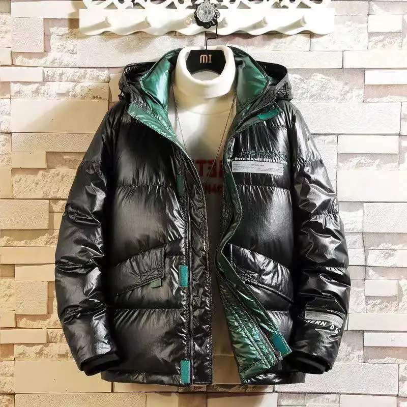 2022 New Winter Coat Down Jacket Men's Korean Version Trend Hooded Handsome Short Section Light Winter Men's Bright Face