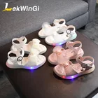 Детские сандалии для девочек, пляжные босоножки с подсветильник кой, размеры 22-31, летняя обувь с люминесцентной подошвой