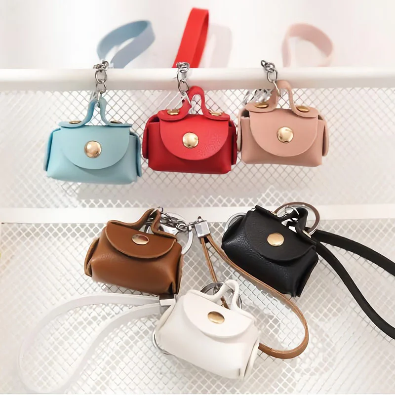 

Soft Leather Housekeeper Keychain Coin Wallet Pouch Cute Coin Purses Women's Bags Mini Portable Storage Bag Small Earphone Box