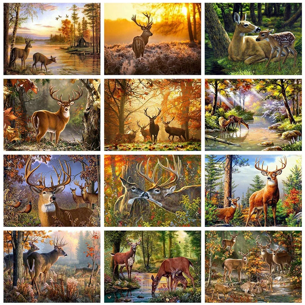 

Evershine 5D Diamond Embroidery Deer Full Square Diamond Painting Animals Cross Stitch Mosaic Full Layout Crafts Home Decoration