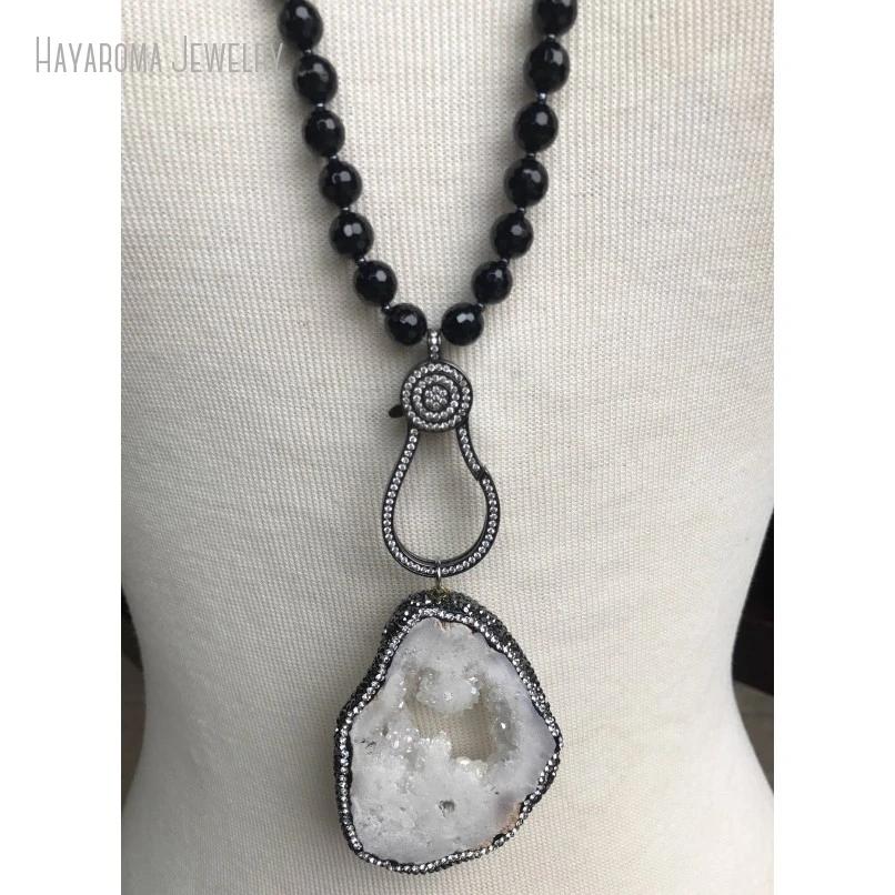 10 шт. большая застежка из бронзы с кристаллами и Pave подвеска белого камня друзы