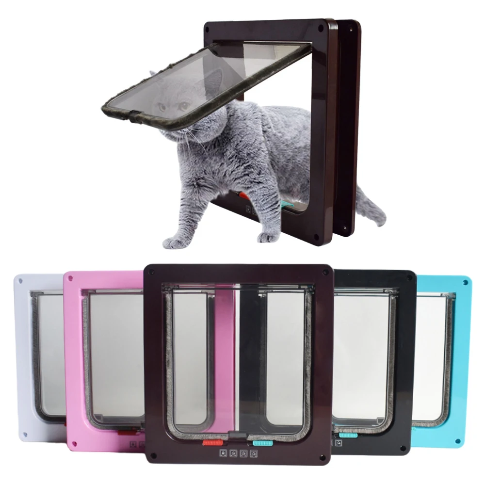 

Intelligent Control Pet Door 4 Way Locking Security Lock Cat Dog Flap Door Controllable Switch Direction Door Small Pet Supplies