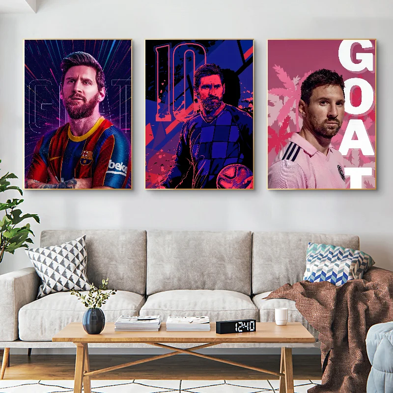 Футболист-M-messi плакат самоклеящаяся художественная водостойкая бумажная