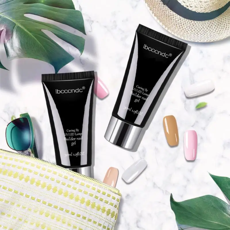 

30ml Painless Nail Extension Gel White Brown Crystal Nail Art UV Gel Transparent Solid Paperless Quick Extension Gel TSLM1