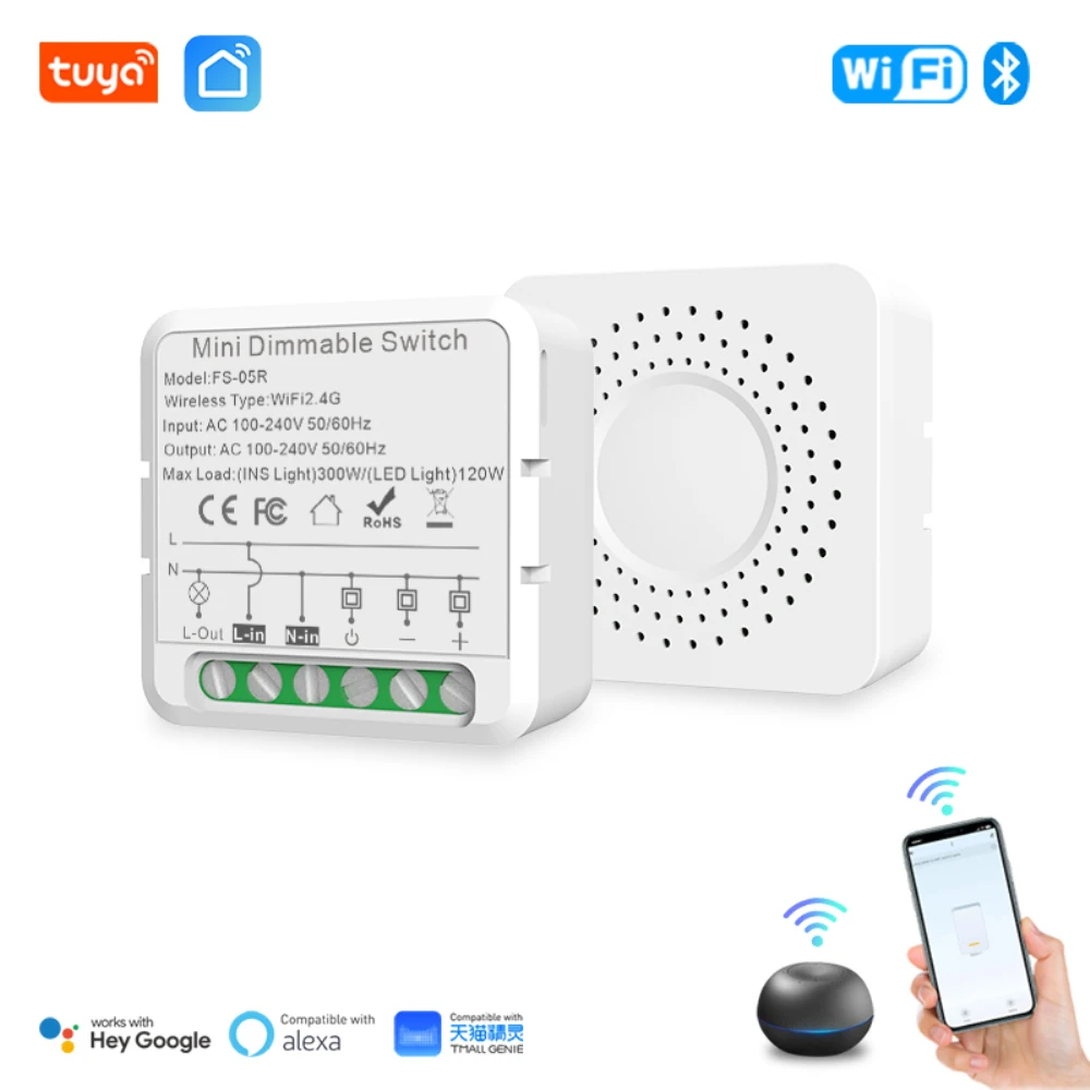 

Tuya WiFi Smart Switch 2-way Control Switch Mini Smart Breaker Smart Life Control Work With Alexa Home Alice