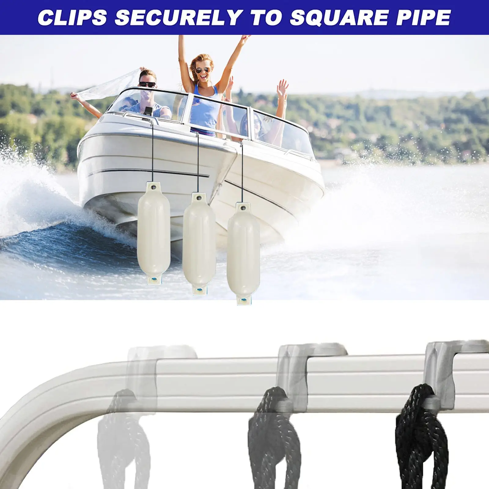 

High Quality 4 Pack Pontoon Boat Square Rail Fender Clips Boat Fender Hangers Boat Fender Clips Parts Accessories