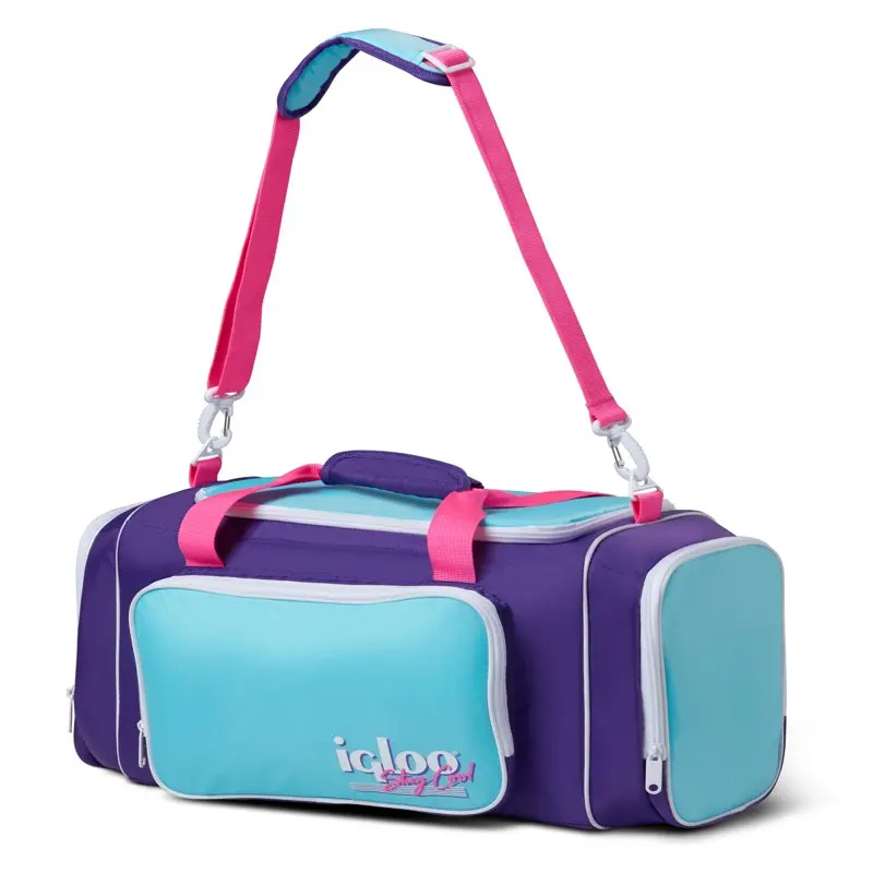 

Зеленая модная крутая мягкая фиолетовая и зеленая спортивная сумка-холодильник в стиле ретро для вас!