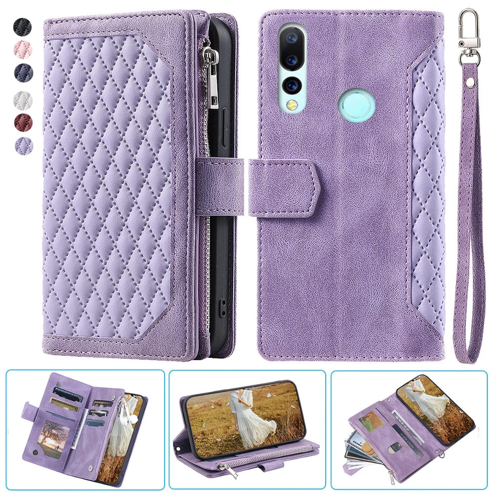 

For Umidigi A5 Pro Fashion Small Fragrance Zipper Wallet Leather Case Flip Cover Multi Card Slots Cover Folio with Wrist Strap