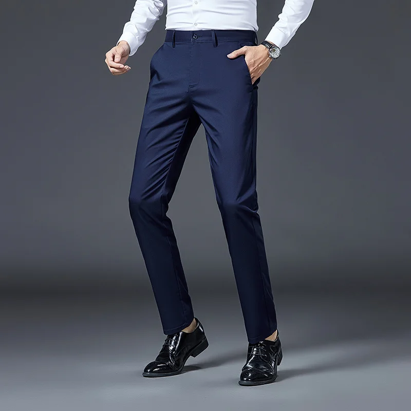 Men's Casual Pants 2022 Summer New Fashion Stretch All-Matching Slim Fit Ironing-Free Lightweight Breathable Pants