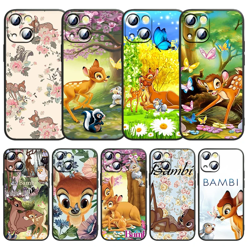 

Bambi Disney Cartoon Phone Case For Apple iPhone 14 13 12 11 SE XS XR X 7 8 6 5 mini Plus Pro MAX 2020 Black FUndas TPU