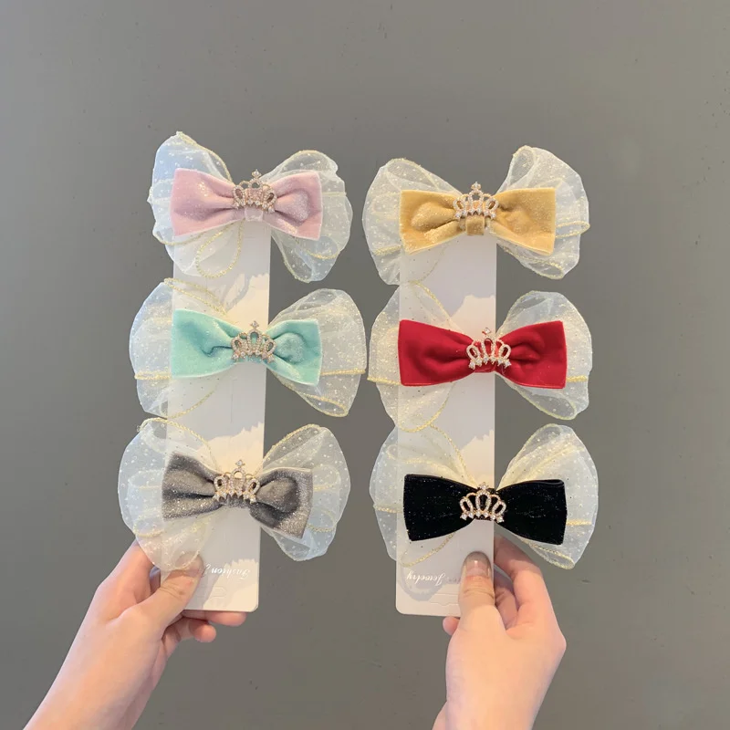 

Yarn Kids Hair Clips Big Bowknot Crown Hairpin for Girl Teenager Fashion Accessories